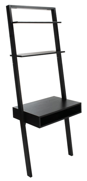 Safavieh Kamy Industrial Farmhouse Leaning Desk With Open Shelves For Stylish Compact Workspaces & Storage Black DSK9401D