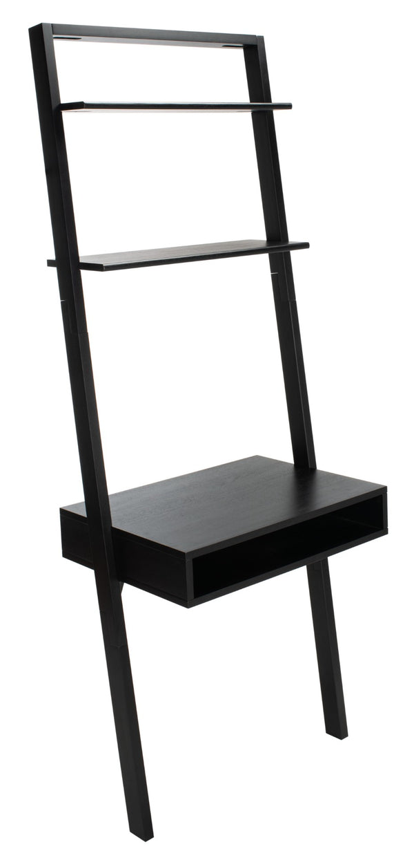 Safavieh Kamy Industrial Farmhouse Leaning Desk With Open Shelves For Stylish Compact Workspaces & Storage Black DSK9401D