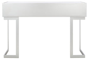 Safavieh Enzo Glamorous Mirrored Desk With 2 Drawers & Greek Key Legs | Stylish Home Office Accent Table DSK9700A