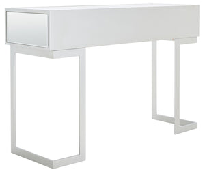 Safavieh Enzo Glamorous Mirrored Desk With 2 Drawers & Greek Key Legs | Stylish Home Office Accent Table DSK9700A