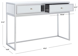 Safavieh Aster Mirrored Desk With 2 Drawers - Chic Silver Glam Home Office Furniture For Modern Spaces DSK9701A