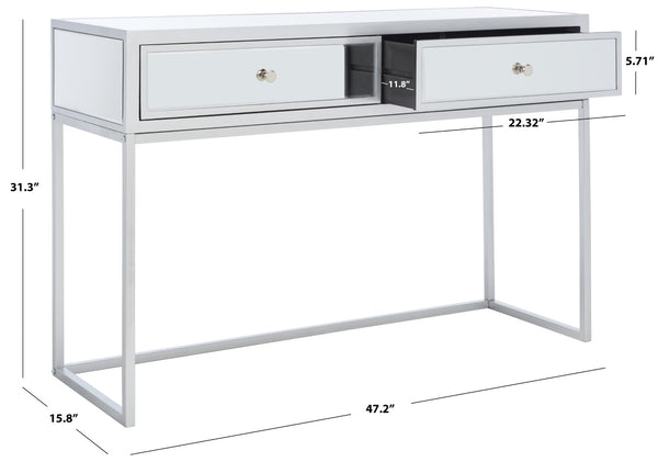 Safavieh Aster Mirrored Desk With 2 Drawers - Chic Silver Glam Home Office Furniture For Modern Spaces DSK9701A