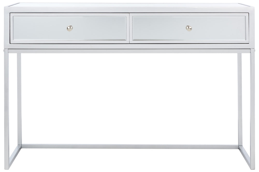 Safavieh Aster Mirrored Desk With 2 Drawers - Chic Silver Glam Home Office Furniture For Modern Spaces DSK9701A