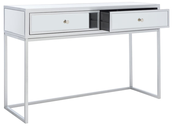 Safavieh Aster Mirrored Desk With 2 Drawers - Chic Silver Glam Home Office Furniture For Modern Spaces DSK9701A