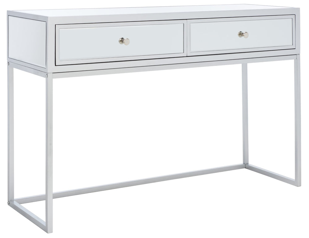 Safavieh Aster Mirrored Desk With 2 Drawers - Chic Silver Glam Home Office Furniture For Modern Spaces DSK9701A