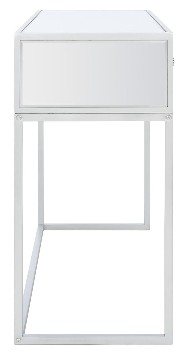 Safavieh Aster Mirrored Desk With 2 Drawers - Chic Silver Glam Home Office Furniture For Modern Spaces DSK9701A