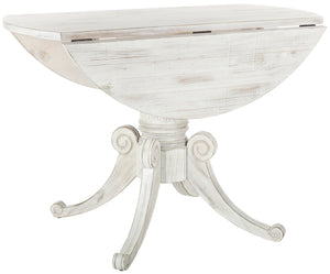 Safavieh Forest Drop Leaf Dining Table - Timeless Centerpiece With Pedestal Base For Flexible Dining Spaces Antique White DTB1000A