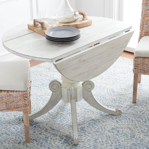 Safavieh Forest Drop Leaf Dining Table - Timeless Centerpiece With Pedestal Base For Flexible Dining Spaces Antique White DTB1000A