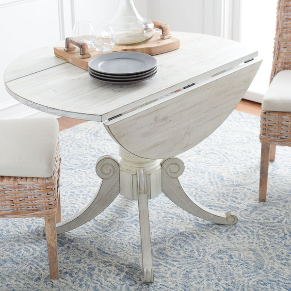 Safavieh Forest Drop Leaf Dining Table - Timeless Centerpiece With Pedestal Base For Flexible Dining Spaces Antique White DTB1000A
