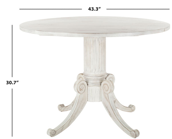 Safavieh Forest Drop Leaf Dining Table - Timeless Centerpiece With Pedestal Base For Flexible Dining Spaces Antique White DTB1000A