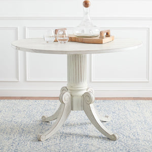 Safavieh Forest Drop Leaf Dining Table - Timeless Centerpiece With Pedestal Base For Flexible Dining Spaces Antique White DTB1000A