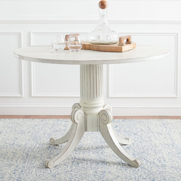 Safavieh Forest Drop Leaf Dining Table - Timeless Centerpiece With Pedestal Base For Flexible Dining Spaces Antique White DTB1000A
