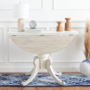 Safavieh Forest Drop Leaf Dining Table - Timeless Centerpiece With Pedestal Base For Flexible Dining Spaces Antique White DTB1000A