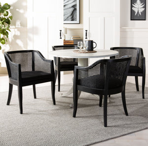 Safavieh Rina Dining Chair - Modern Elm Craftsmanship With Timeless Cane Detailing For Elegant Dining Spaces Black DCH9501C
