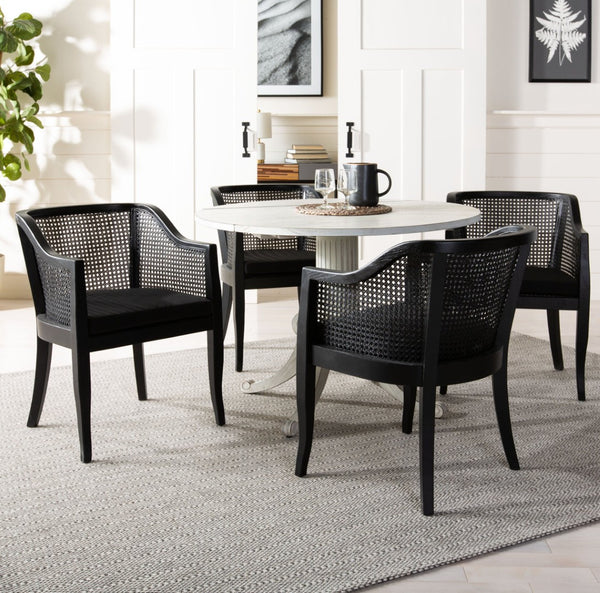 Safavieh Rina Dining Chair - Modern Elm Craftsmanship With Timeless Cane Detailing For Elegant Dining Spaces Black DCH9501C