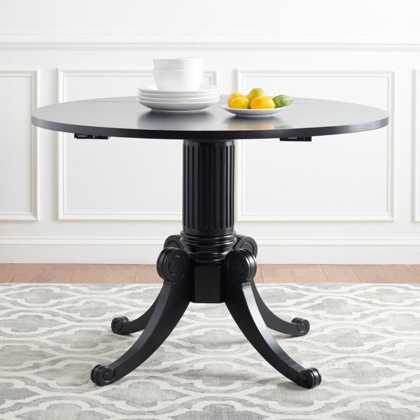 Safavieh Forest Drop Leaf Dining Table - Timeless Centerpiece With Pedestal Base For Flexible Dining Spaces Black DTB1000D