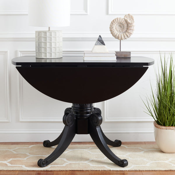 Safavieh Forest Drop Leaf Dining Table - Timeless Centerpiece With Pedestal Base For Flexible Dining Spaces Black DTB1000D