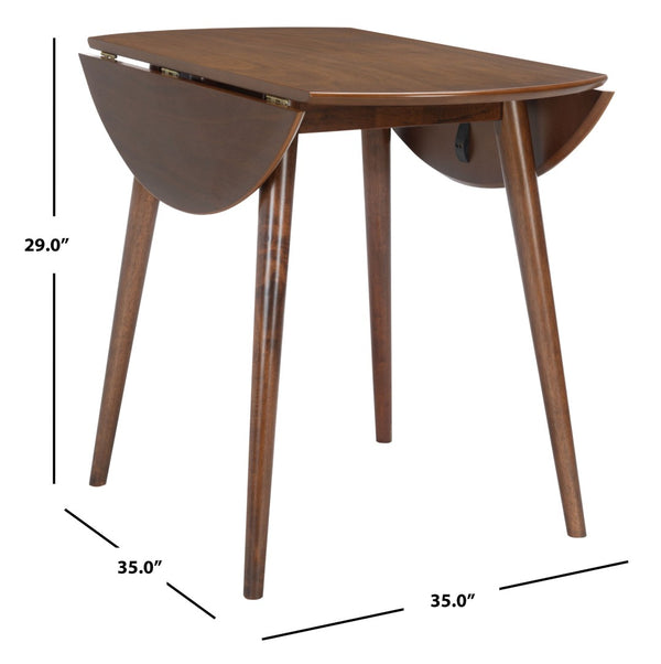 Safavieh Lovell Space-Saving Folding Round Dining Table – Stylish Design For Small Spaces And Versatile Use Walnut DTB1401A