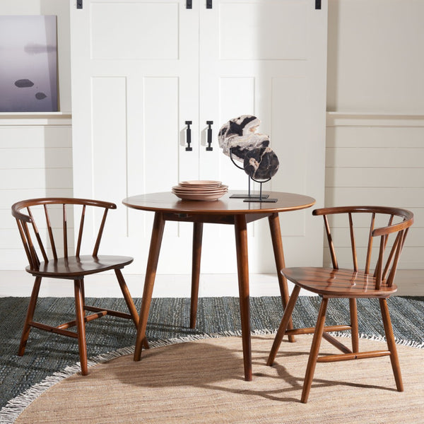Safavieh Lovell Space-Saving Folding Round Dining Table – Stylish Design For Small Spaces And Versatile Use Walnut DTB1401A