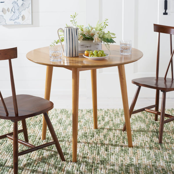 Safavieh Lovell Space-Saving Folding Round Dining Table – Stylish Design For Small Spaces And Versatile Use Light Oak DTB1401D