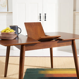 Safavieh Varda Manual Extension Dining Table - Mid-Century Style With Walnut Finish For Modern Dining Spaces DTB1402A