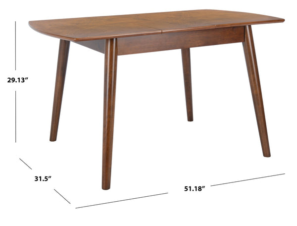 Safavieh Varda Manual Extension Dining Table - Mid-Century Style With Walnut Finish For Modern Dining Spaces DTB1402A
