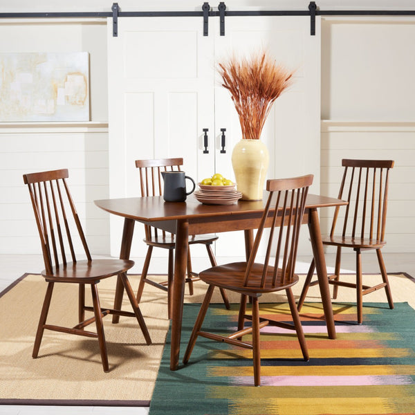 Safavieh Varda Manual Extension Dining Table - Mid-Century Style With Walnut Finish For Modern Dining Spaces DTB1402A