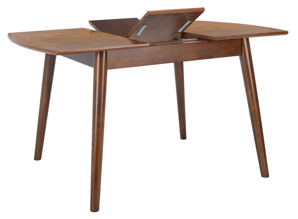 Safavieh Varda Manual Extension Dining Table - Mid-Century Style With Walnut Finish For Modern Dining Spaces DTB1402A