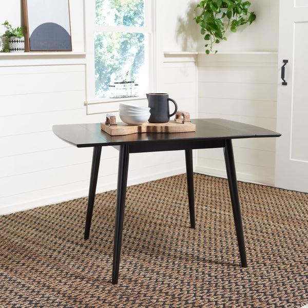 Safavieh Kaylee Extension Dining Table - Stylish Mid-Century Design With Expandable Drop Leaves For Versatile Dining Matte Black DTB1403A