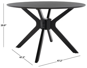 Safavieh Nicolai Round Dining Table - Modern Pedestal Design, Durable Build, And Stylish Centerpiece For Dining Spaces Matte Black DTB1405A
