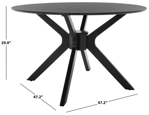 Safavieh Nicolai Round Dining Table - Modern Pedestal Design, Durable Build, And Stylish Centerpiece For Dining Spaces Matte Black DTB1405A