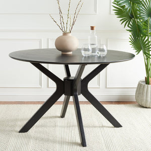 Safavieh Nicolai Round Dining Table - Modern Pedestal Design, Durable Build, And Stylish Centerpiece For Dining Spaces Matte Black DTB1405A
