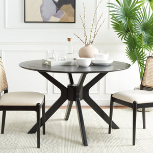 Safavieh Nicolai Round Dining Table - Modern Pedestal Design, Durable Build, And Stylish Centerpiece For Dining Spaces Matte Black DTB1405A