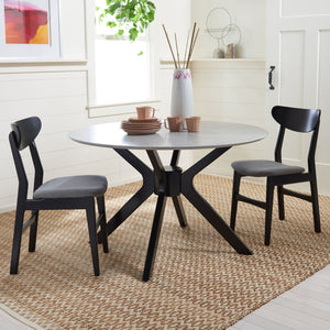 Safavieh Nicolai Round Dining Table - Modern Pedestal Design, Durable Build, And Stylish Centerpiece For Dining Spaces Dark Grey / Matte Black DTB1405B