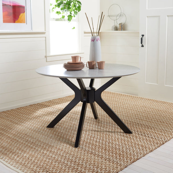 Safavieh Nicolai Round Dining Table - Modern Pedestal Design, Durable Build, And Stylish Centerpiece For Dining Spaces Dark Grey / Matte Black DTB1405B