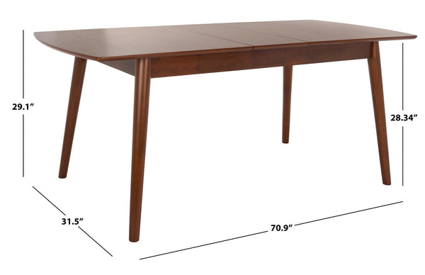 Safavieh Kay Extension Dining Table - Versatile Centerpiece With Classic Design For Stylish Gatherings Walnut DTB1406B
