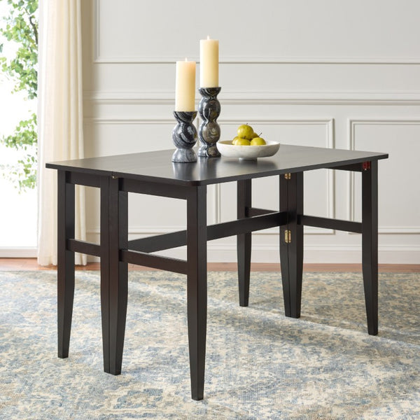 Safavieh Clive Space Saving Folding Dining Table Matte Wood Modern Minimalist Kitchen Black DTB1410A