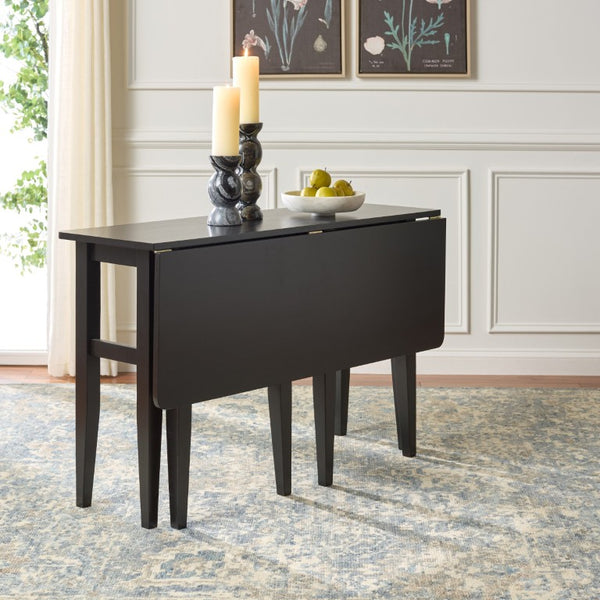 Safavieh Clive Space Saving Folding Dining Table Matte Wood Modern Minimalist Kitchen Black DTB1410A