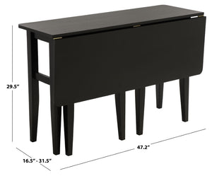 Safavieh Clive Space Saving Folding Dining Table Matte Wood Modern Minimalist Kitchen Black DTB1410A