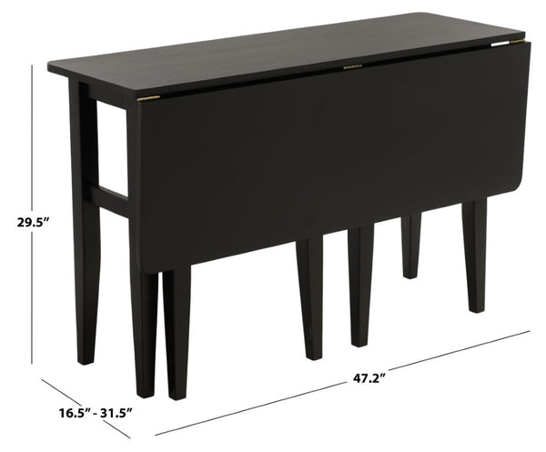 Safavieh Clive Space Saving Folding Dining Table Matte Wood Modern Minimalist Kitchen Black DTB1410A