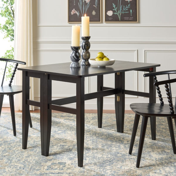 Safavieh Clive Space Saving Folding Dining Table Matte Wood Modern Minimalist Kitchen Black DTB1410A