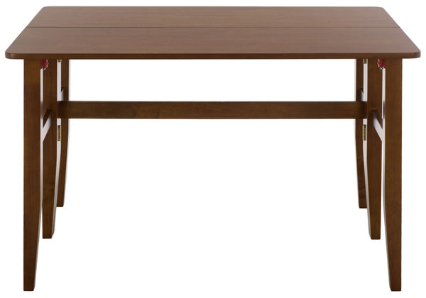 Safavieh Clive Space Saving Folding Dining Table Matte Wood Modern Minimalist Kitchen Walnut DTB1410B
