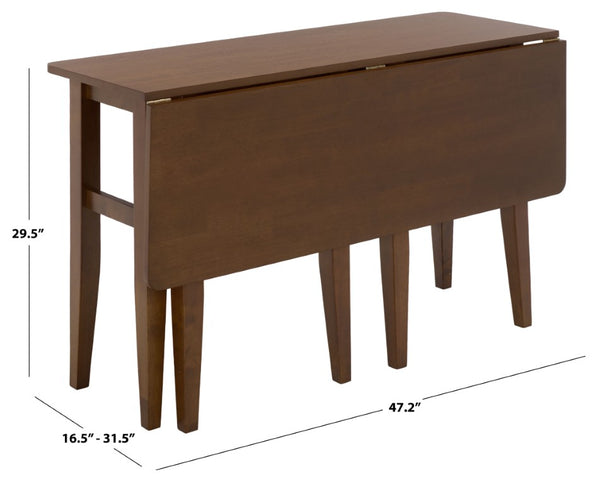 Safavieh Clive Space Saving Folding Dining Table Matte Wood Modern Minimalist Kitchen Walnut DTB1410B