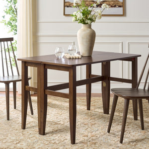 Safavieh Clive Space Saving Folding Dining Table Matte Wood Modern Minimalist Kitchen Walnut DTB1410B