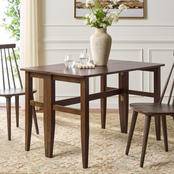 Safavieh Clive Space Saving Folding Dining Table Matte Wood Modern Minimalist Kitchen Walnut DTB1410B
