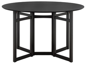 Safavieh Roz Folding Round Wood Dining Table Matte Black Finish for Compact Modern Spaces DTB1412A