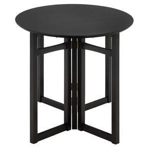 Safavieh Roz Folding Round Wood Dining Table Matte Black Finish for Compact Modern Spaces DTB1412A