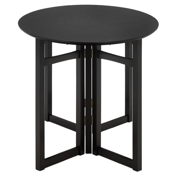 Safavieh Roz Folding Round Wood Dining Table Matte Black Finish for Compact Modern Spaces DTB1412A