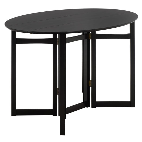 Safavieh Roz Folding Round Wood Dining Table Matte Black Finish for Compact Modern Spaces DTB1412A