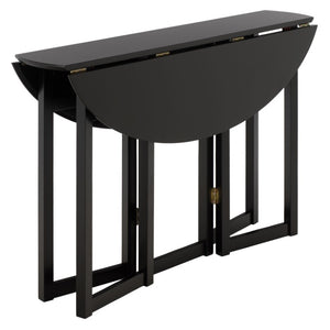 Safavieh Roz Folding Round Wood Dining Table Matte Black Finish for Compact Modern Spaces DTB1412A